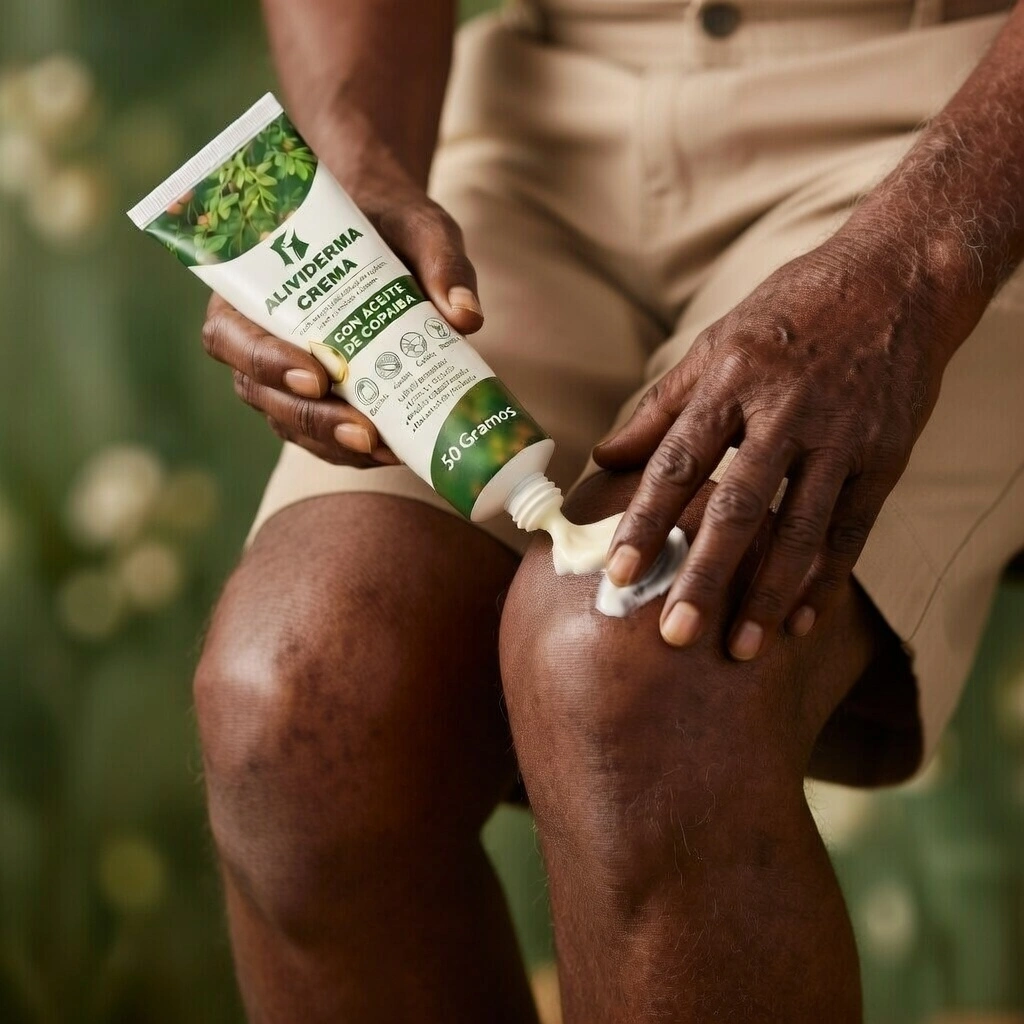 Hombre aplicando Alividerma